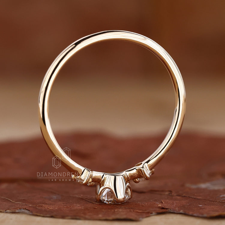 Round diamond ring handmade prong design.