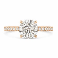 Round Cut Lab-Grown Diamond Tulip Prongs Pavé Band Ring 1.5ct - 10k Rose Gold - Size R