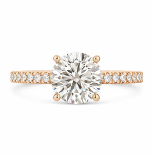 Round Cut Lab-Grown Diamond Tulip Prongs Pavé Band Ring 1.5ct - 10k Rose Gold - Size R