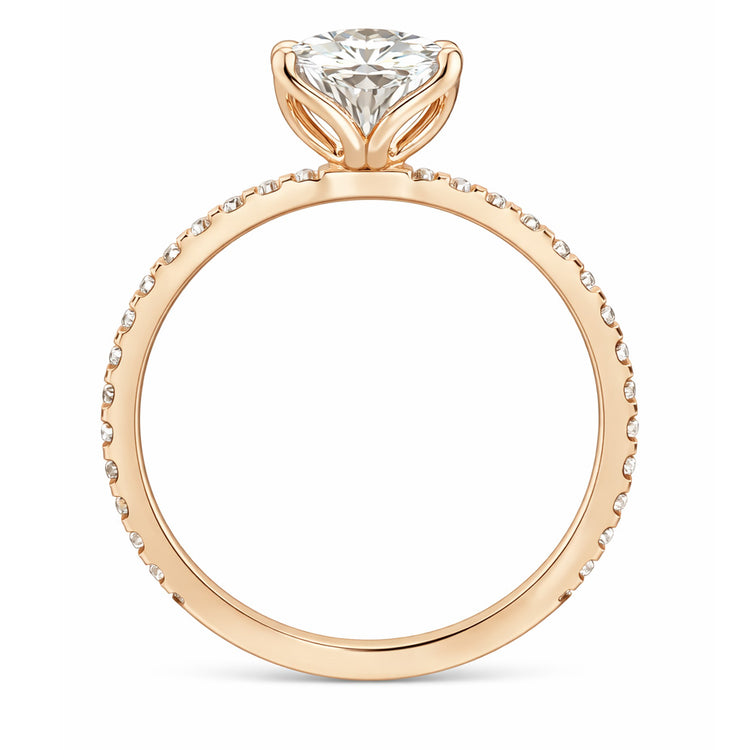 Round Cut Lab-Grown Diamond Tulip Prongs Pavé Band Ring 1.5ct - 10k Rose Gold - Size R