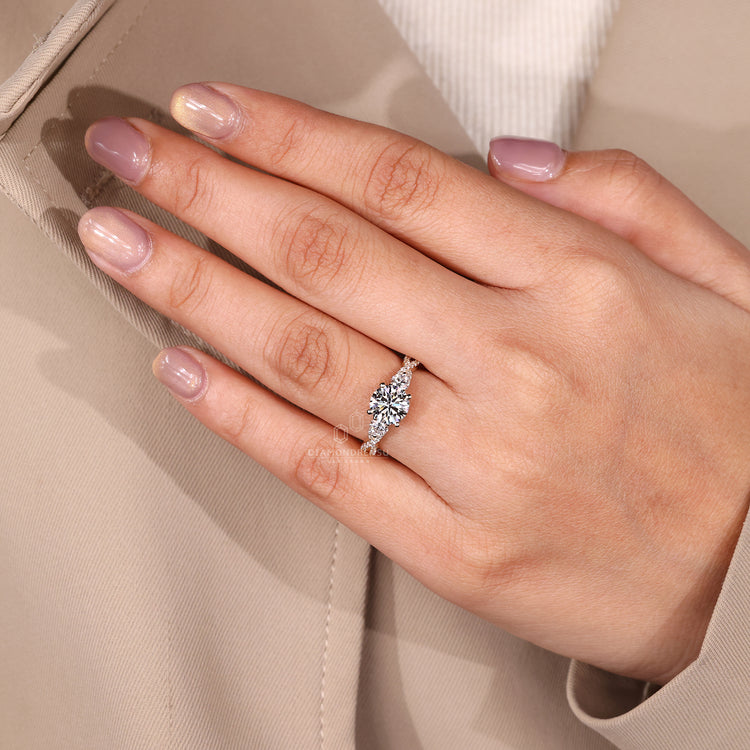 Round diamond ring handmade twisted shank design.