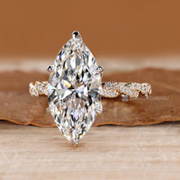 Handmade marquise ring with tulip basket design.