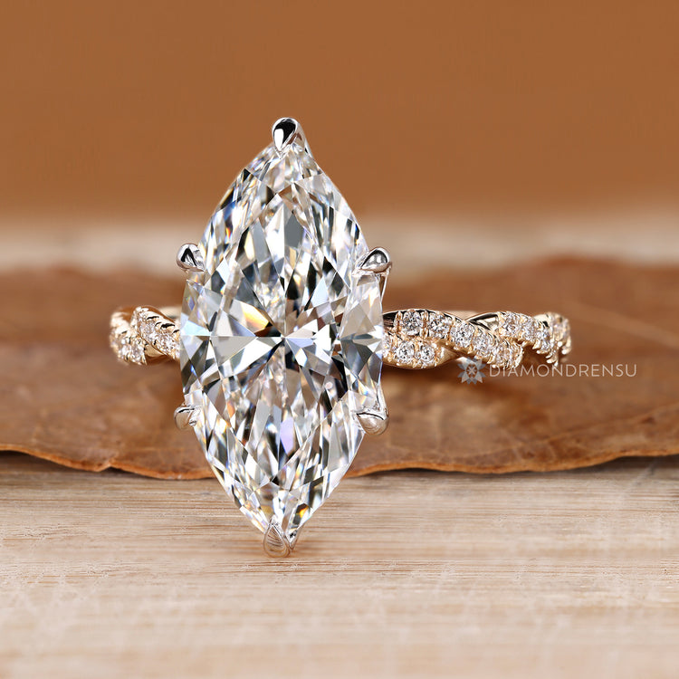 Handmade marquise ring with tulip basket design.