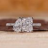 Toi et moi diamond ring pear radiant pave band style.
