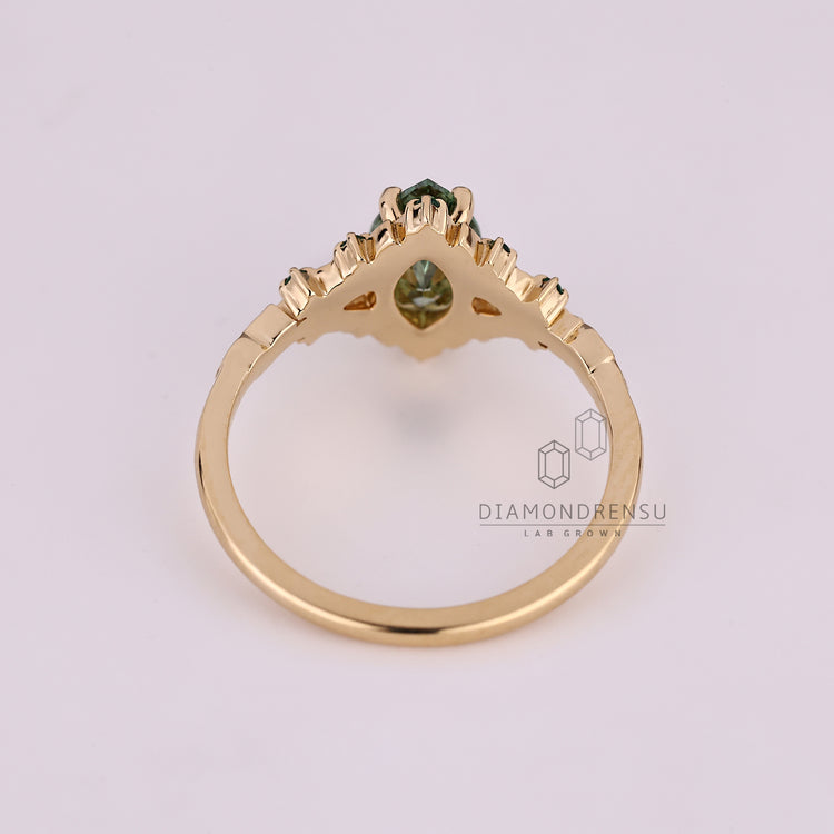 Handmade marquise cut diamond ring vintage design.