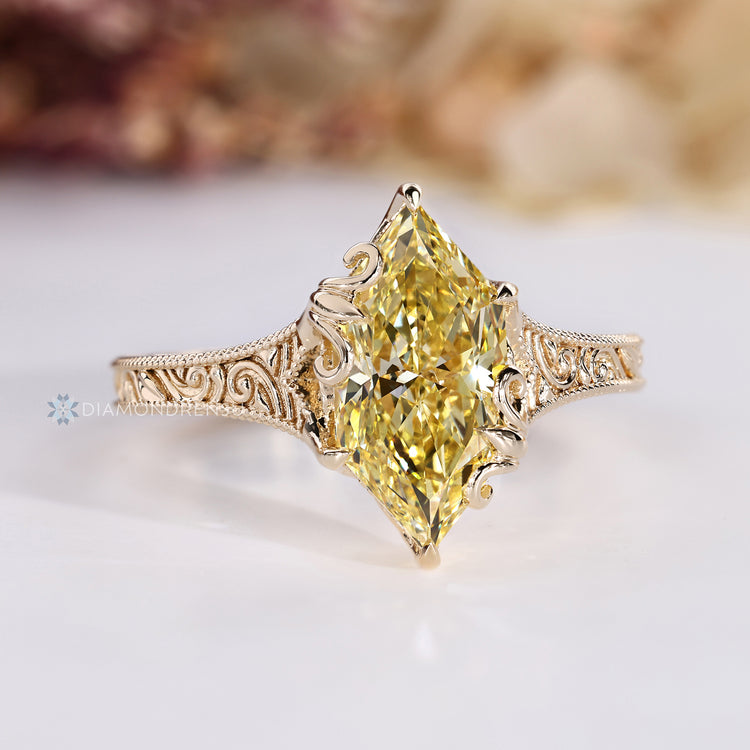 Vintage Dutch marquise diamond ring with milgrain.