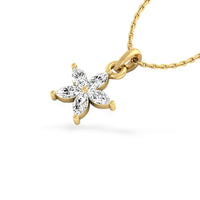 Flower Petal Marquise Cut Lab-Grown Diamond + Solid Gold Pendant Necklace