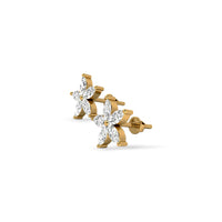 Flower Petal Marquise Cut Lab-Grown Diamond Stud + Solid Gold Earrings