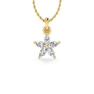 Flower Petal Marquise Cut Lab-Grown Diamond + Solid Gold Pendant Necklace