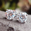 2.0 TCW Round Hearts and Arrow Cut Colorless Moissanite Stud Earrings