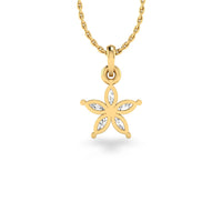 Flower Petal Marquise Cut Lab-Grown Diamond + Solid Gold Pendant Necklace