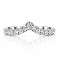 AUSM0266 Round Lab-Grown Diamond Chevron V Shape Wedding Band 18K White Gold - Size N