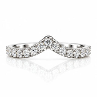 AUSM0266 Round Lab-Grown Diamond Chevron V Shape Wedding Band 18K White Gold - Size N
