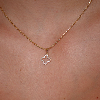 4 Leaf Open Clover Lab-Grown Diamond + Solid Gold Pendant Necklace