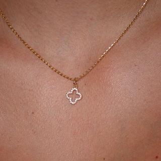 4 Leaf Open Clover Lab-Grown Diamond + Solid Gold Pendant Necklace