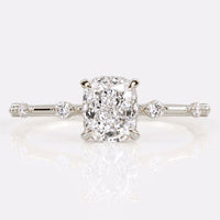Elongated Cushion Cut Lab-Grown Diamond Distance Pavé Ring 1CT - Silver - Size O.5