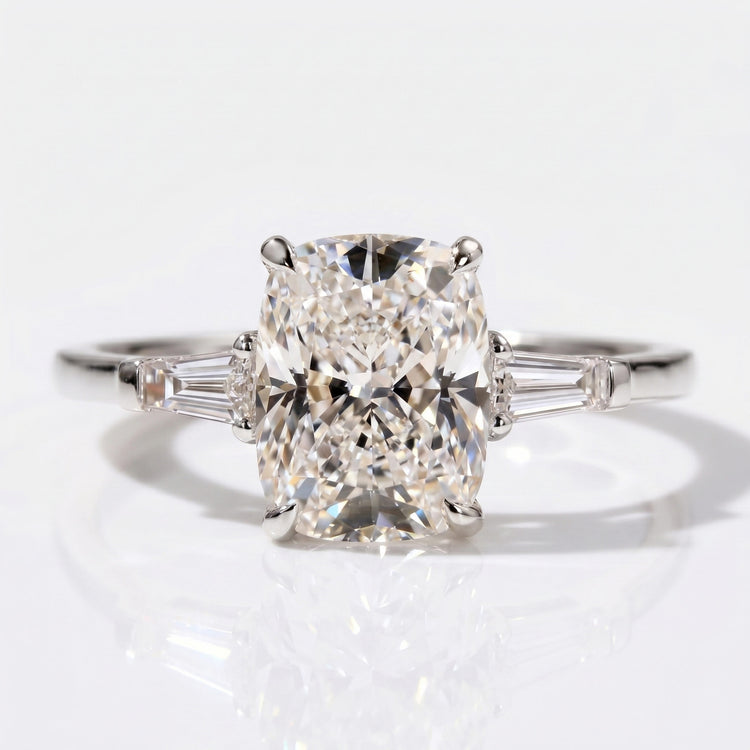Cushion Cut Lab-Grown Diamond Three Stones 2CT - 18K White Gold Size N