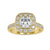 Gorgeous cathedral setting ring with a pave engagement design for extra sparkle.
