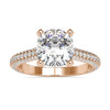 3 Row Pave Band Engagement Ring With Cushion Diamond