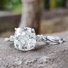 3.97 TCW Cushion Cut Delicate Cathedral Set Moissanite Bridal Set