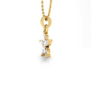 Flower Petal Marquise Cut Lab-Grown Diamond + Solid Gold Pendant Necklace