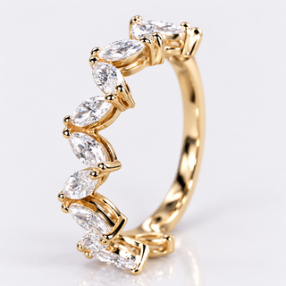 Marquise Cut Lab Grown Diamond Zig Zag Band - Size J.5, 18K Yellow Gold
