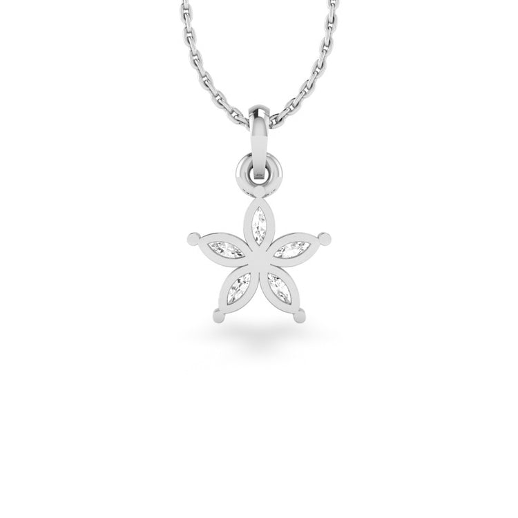 Flower Petal Marquise Cut Lab-Grown Diamond + Solid Gold Pendant Necklace