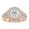 Split shank ring featuring a stunning round cut diamond for timeless elegance.
