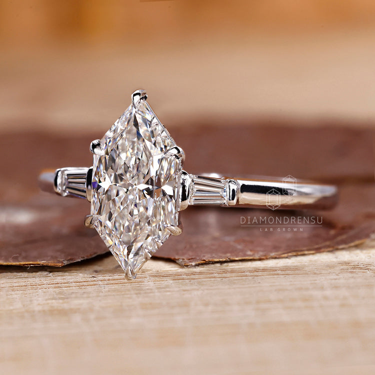 Claw prong marquise diamond engagement ring.
