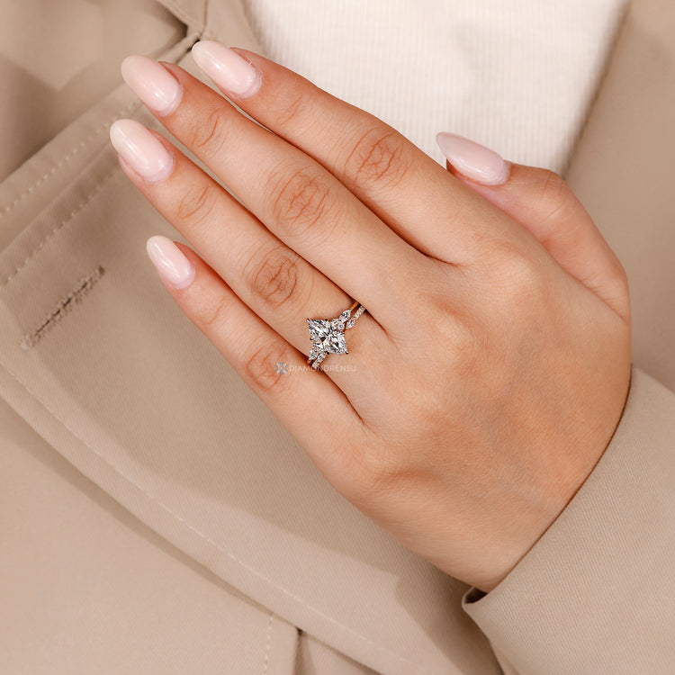 Marquise diamond bridal set with 3/4 eternity band.