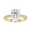 Round Brilliant Cut Diamond Ring With Elegant Pave Setting