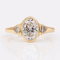 Oval Cut Lab-Grown Diamond Three Stone Ring with Trillion Side Stones 2CT - 18k Yellow Gold - Size N