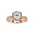 Halo ring in a cathedral setting ring, blending vintage charm with modern style.
