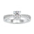 Round cut diamond engagement ring featuring a pave ring setting and a basket ring design.
