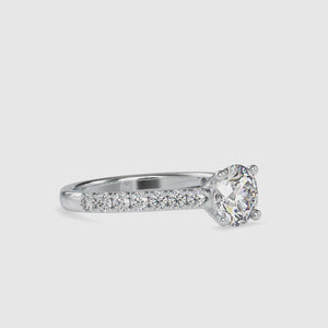 1.60 TCW Round Cut Cathedral Pave Set Moissanite Engagement Ring