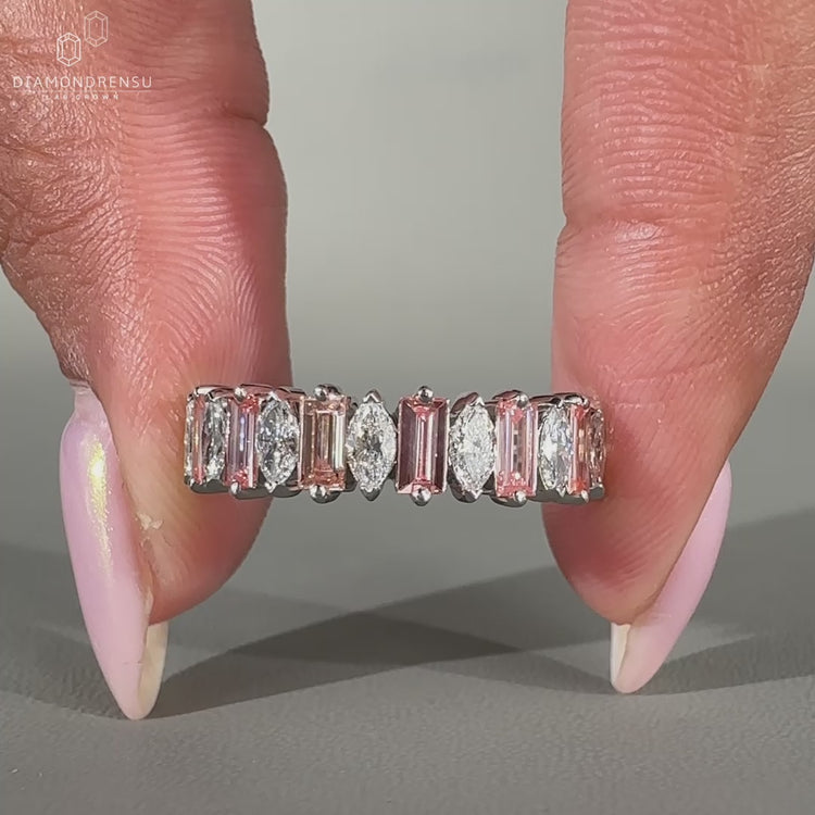 Marquise shape diamond band for stacking.
