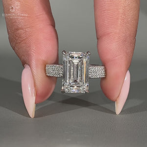 3 row pave setting on a custom diamond ring.
