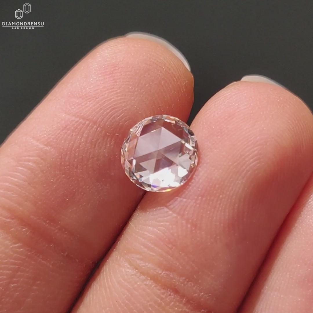 Round Rose Cut Lab Created Diamond for Custom Engagement Ring