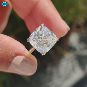 Cushion Rensu Cut Moissanite Hidden Halo Ring 6.6 CT