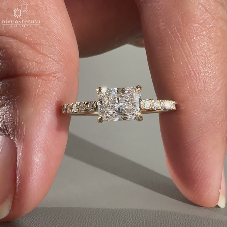Pave setting ring matched with 4 claw prong setting.
