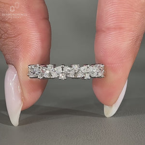 White Gold Half Eternity Band in shared prong setting.
