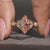 Marquise diamond ring with six claw prong setting.
