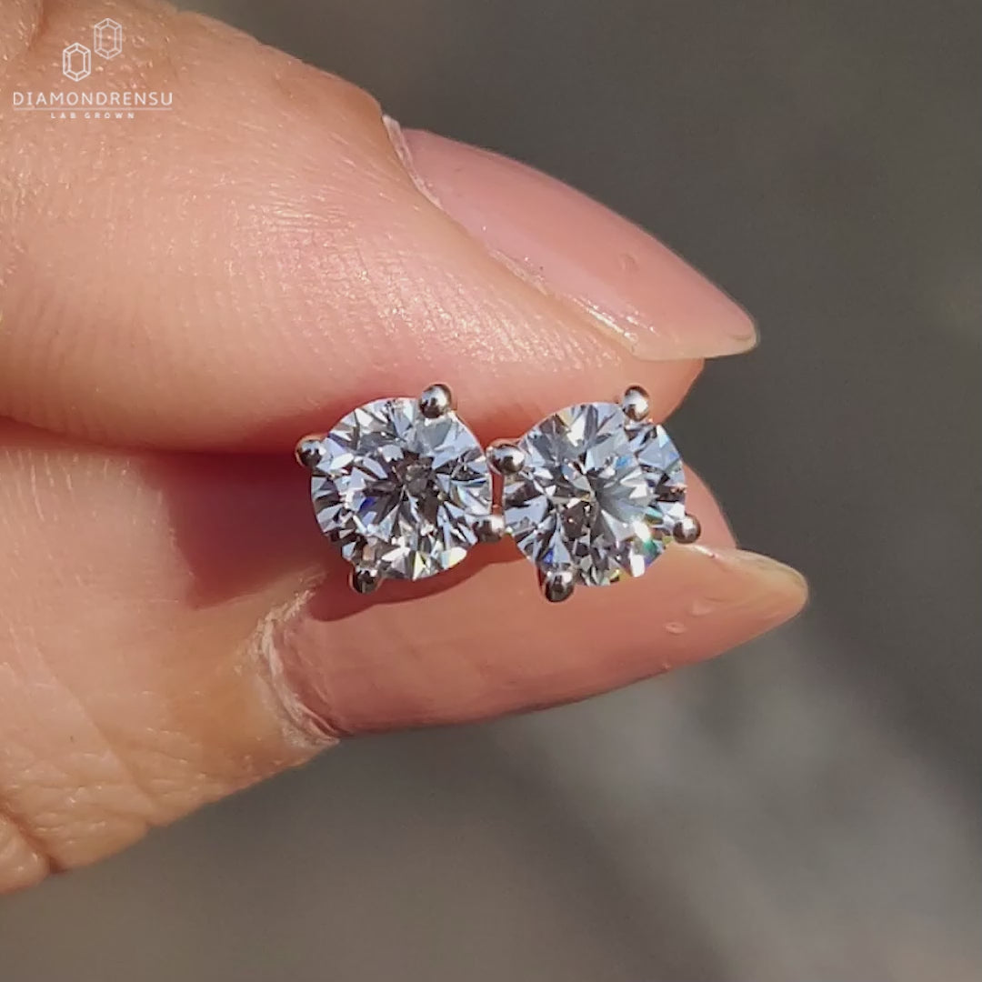 0.50 CT Round Diamond Earrings for Women, Lab Created Diamond Stud Earrings