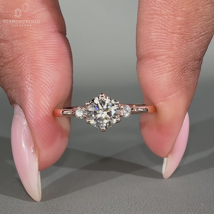 Minimalist ring designed with 6 prong setting.
