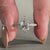 tapered pave band on white gold engagement ring.
