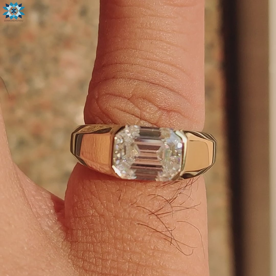 Men's Engagement Ring, 6.26 TW Round Brilliant Cut Trio Channel Set Unique Moissanite Engagement Ring