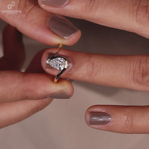 Pear Lab-Grown Diamond Half Bezel Bypass Setting Ring 1 - 2 CT