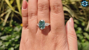 5.21 TW Oval Cut Twisted Shank Three Stones Moissanite Engagement Ring