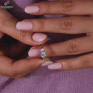 Round Lab Grown Diamond Baguette Side Stone Ring 0.8 - 2 CT