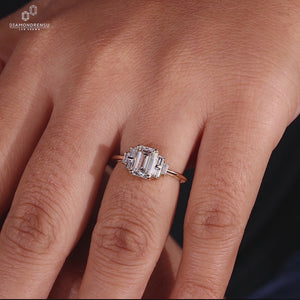 7 stone engagement ring with baguette side stones.
